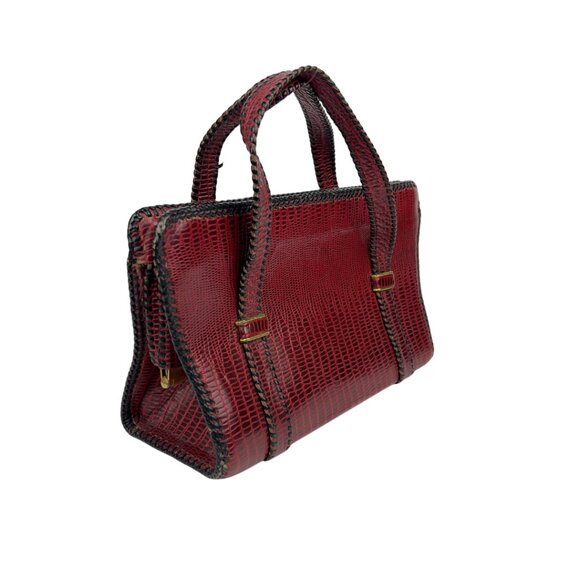Red Vintage Leather Handbag - Picture 2 of 4